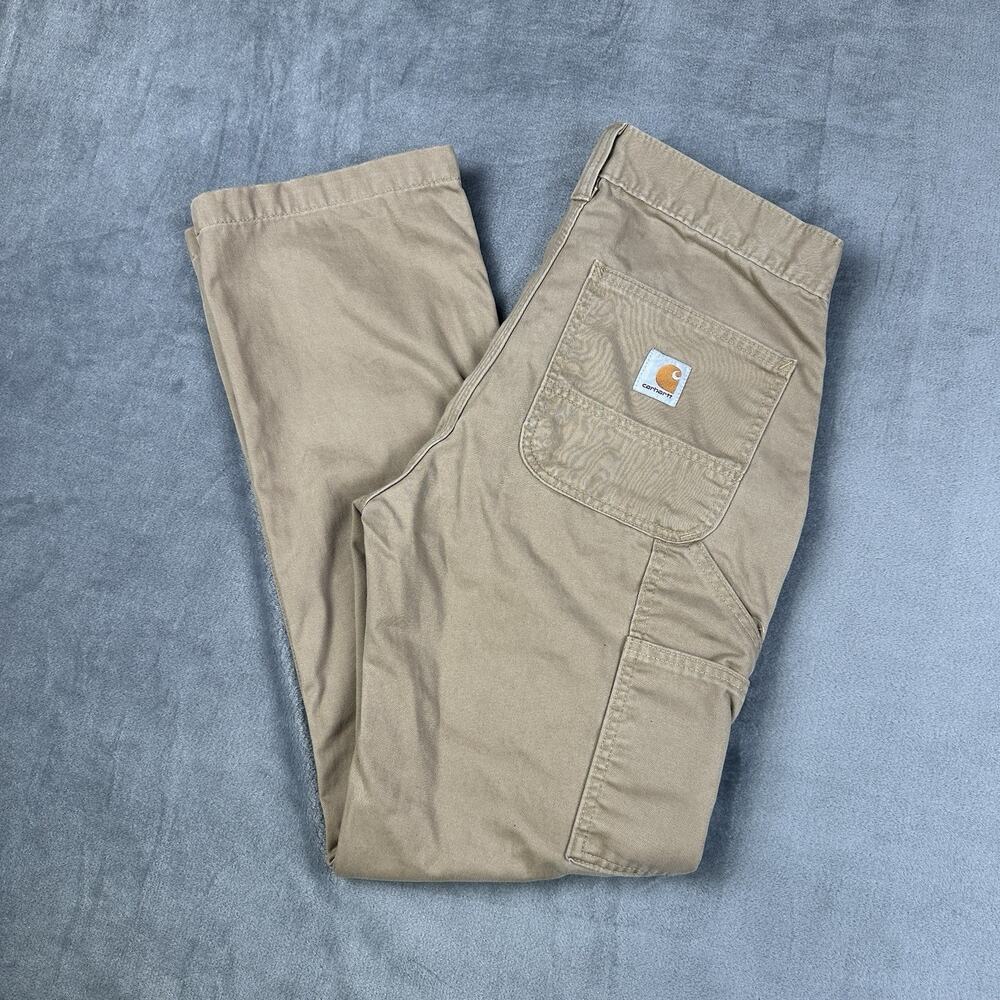Carhartt Duck Work Dungaree Carpenter Pants Mens 30x30 Tan Relaxed Fit B324-DKH